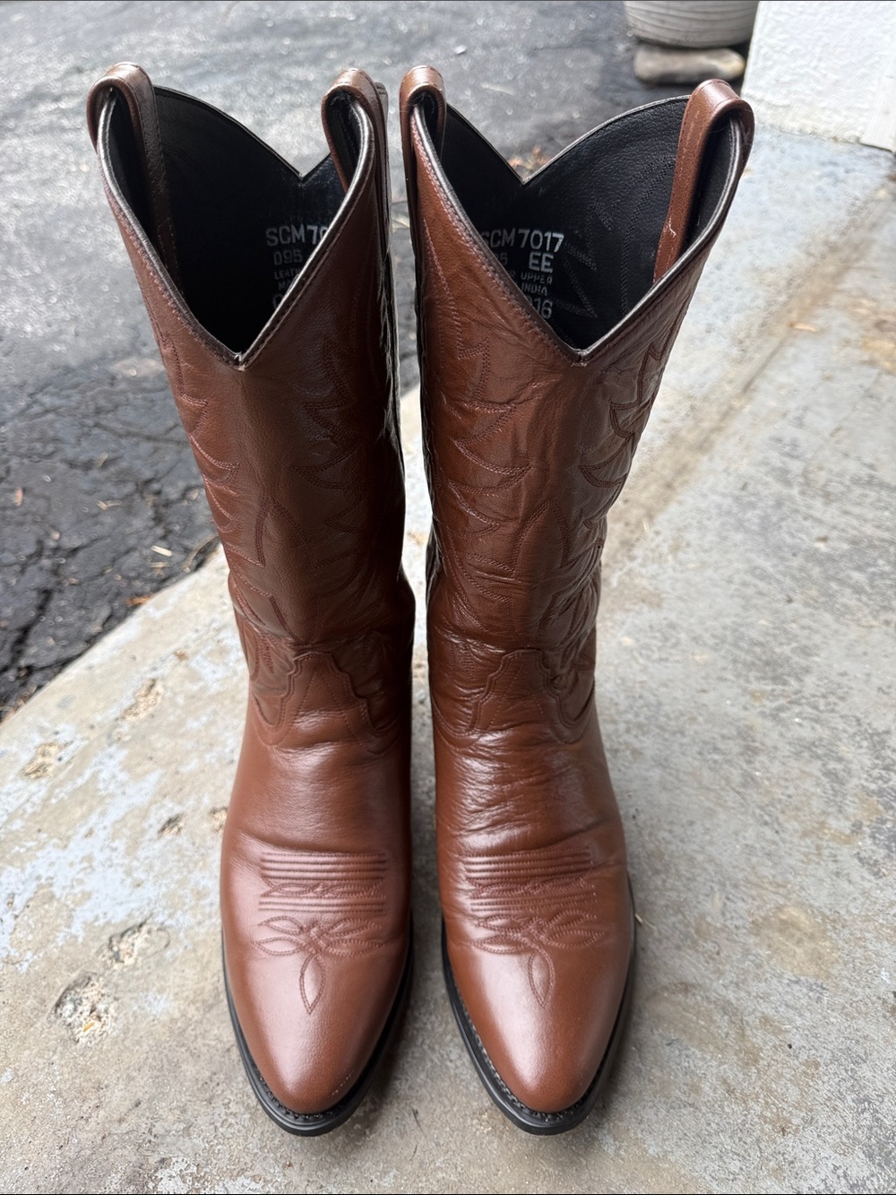 Old West Brown Leather Cowboy Boots